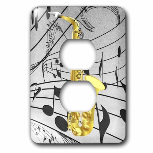 Funda para 2 enchufes de notas musicales doradas placa interruptor doble de pared 2