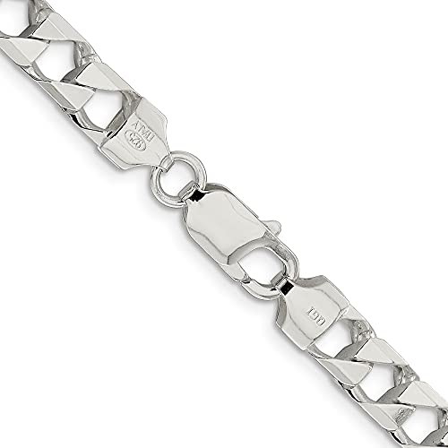 Sonia Jewels Real 925 Sterling Silver Men's 6.75mm Open Curb Cuban Chain Necklace - with Secure Lobster Lock Clasp 24"3