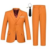 Boys Suit for Kids Tuxedo Suits for Wedding Formal Dresswear Suit Set Toddler Boy Dress Ring Bearer Outfit Orange Size 12