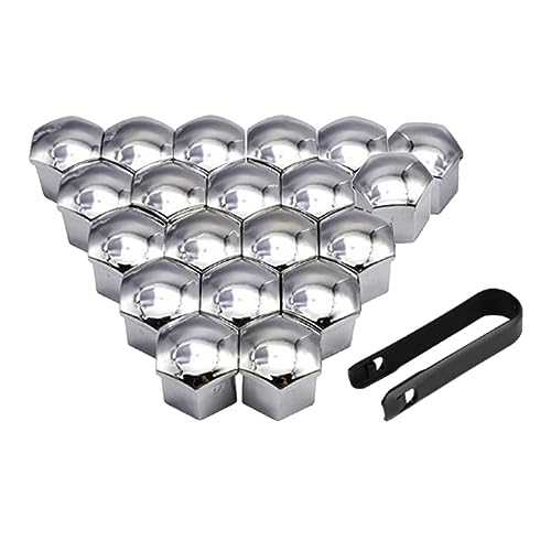 Tachiuwa 20 個車のホイールナットキャップカバーホイールナットキャップ、ボルトリムユニバーサルカバー、防水防錆タイヤネジキャップ保護カバー, シルバー 17mm