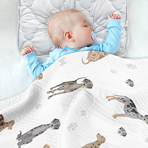 Image of Catahoula Leopard Dog Swaddle Blanket - Cotton Receiving Blanket for Infants, Lightweight Soft Swaddling for Crib, Stroller, Nursery, Puppy, 30x40 in