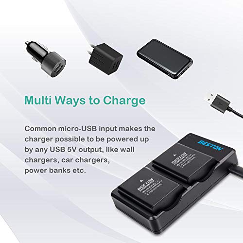 BESTON 2-Pack EN-EL14 / EN-EL14a Battery Packs and Rapid USB Charger for Nikon D3100 D3200 D3300 D3400 D3500 D5100 D5200 D5300 D5500 D5600 DF Coolpix P7000 P7100 P7700 P7800... 4 41CwF9hrSwL