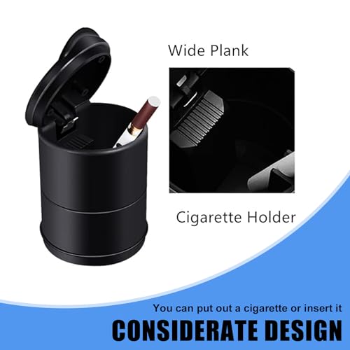 Image of UGSHY 1 PC Car Ashtray with Lid, Portable Auto Car Truck Ashtray, Smell Proof Temperature Resistance Ashtray for Most Car, Office, Home (Black)