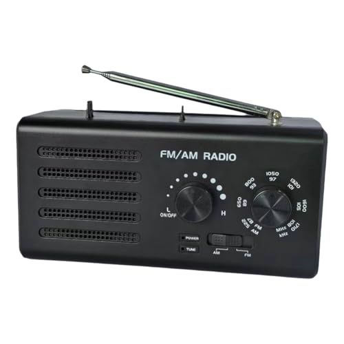 IJSDNVJNDX Radio Portátil Am/FM con Transistores, Altavoz, Sintonizador Grande, Conector para Auriculares, para Emergencias en Casa y Exteriores, Enchufe Europeo.