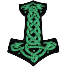 Glow in Dark Mjolnir The Hammer of Thor in Norse Patch Embroidered Badge Fastener Iron On Sew On Emblem
