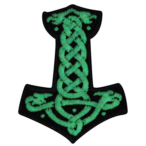 Glow in Dark Mjolnir The Hammer of Thor in Norse Patch Embroidered Badge Fastener Iron On Sew On Emblem