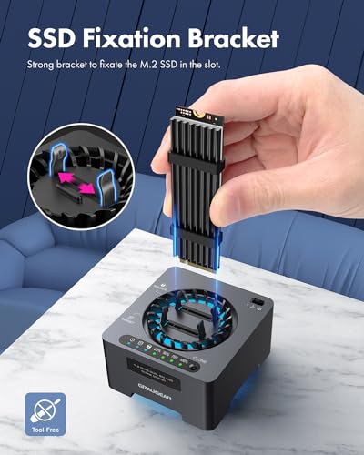GRAUGEAR NVMe M.2 SSD デュプリケーター デュアルベイ オフライン クローン ツールフリー 20Gbps USB C to M.2 SSD ドライブ クローナー ドッキングステーション アダプター エンクロージャ M2 SSD ハードドライブ M-Key用 の商品画像 5