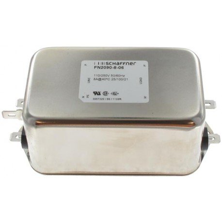 "Schaffner FN2090-8-06 FILTER, MULTI-STAGE, EMI, HIGH ATTENUATION, 250 VAC, 8 A"
