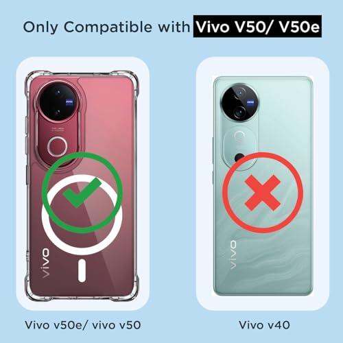 Image of Outlouders Back Cover for Vivo T4R 5G / iQoo Z10R 5G / Vivo V50 5G / V50e 5G / V50e 5G Mag-Safe Transparent PC + TPU Bumper Case with Magnetic Support Shockproof Protection (Transparent Mag-Safe)