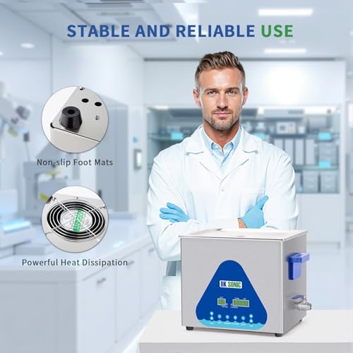 Image of DK SONIC Ultrasonic Cleaner 10L,240W Industrial Ultrasonic Parts Cleaner with Heater&Timer, Digital Control&Basket, Multiple Functions for Motorcycle Engines,Carburetors, Chains