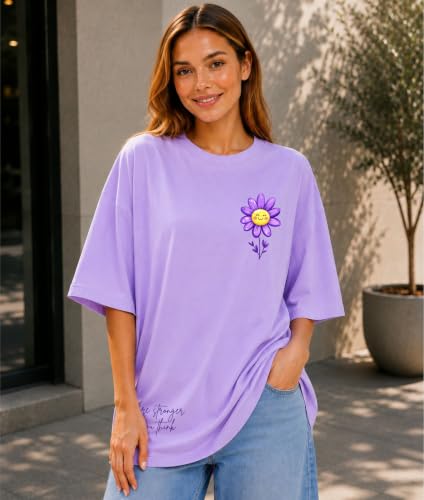 Image of London Hills Tshirt for Woman | Oversized Tshirt for Women | T Shirt for Womans | Graphic T Shirt for Women Pure Cotton | Tops for Woman Western, Printed Oversized Loose Fit Plus