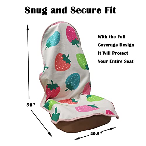 Image of Car Seat Cover Protector Front Seats,for Gym Workout,Running,Swimming,Beach and Hiking,Waterproof Sweat Towel Bucket Seat Covers for Cars SUV Trucks (Strawberry, 1Pcs)