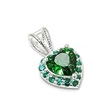 Jete emerald Gemstone Necklaces Pendant for women & girls | heart shape lockets | 925 Sterling Silver jewelry wholesale (925 Silver)