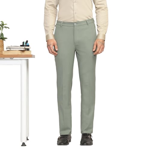 Image of SUBTRACT Men 4 Way Stretch Wrinkle Free Slim Fit Formal Trouser with 2 Inch Flexible Waistband | Men's Trousers for Office Or Party