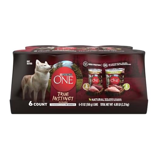 Purina ONE True Instinct Tender Cuts in Gravy with Real Turkey and Venison, and with Real Chicken and Duck High Protein Wet Dog Food Variety Pack - (Pack of 6) 13 Oz. Cans