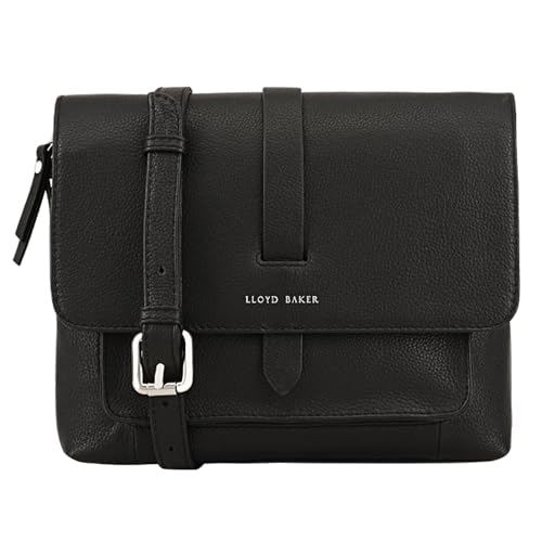 Lloyd Baker London – EVELYN Flap-Over Crossbody Bag: Women's Modern Design in 100% Genuine Full Grain Leather- JET BLACK (Black)