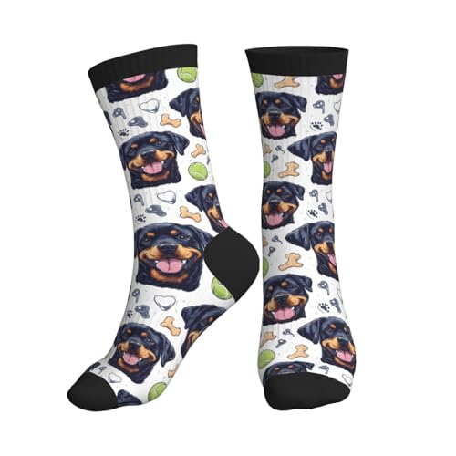 TZTTZT Chaussettes mignonnes avec imprimé de baseball Rottweiler pour homme et femme, chaussettes mignonnes décontractées athlétiques esthétiques chaussettes fantaisie amusantes
