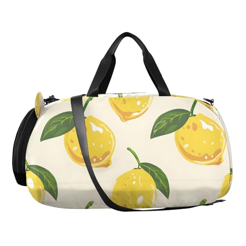 Duffle Bag Kids Gym Bag with Shoes Compartment & Wet Separation Overnight Travel Duffel Bag Yellow Lemon for Girl Boy2