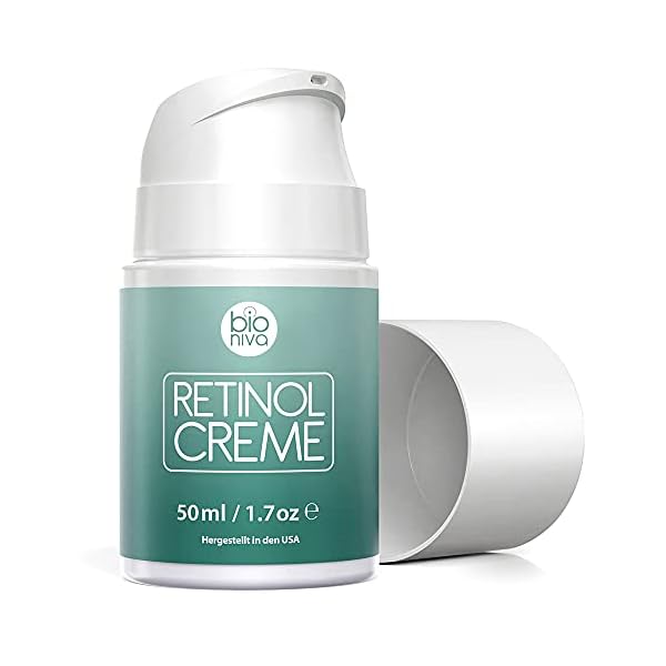 bioniva Retinol Moisturizer Cream - 2.5% Retinol Delivery System with Vitamin C, Bakuchiol, Aloe, & Vegan Hyaluronic Acid - Anti Aging & Anti Wrinkle Face Cream Unscented 1.7oz