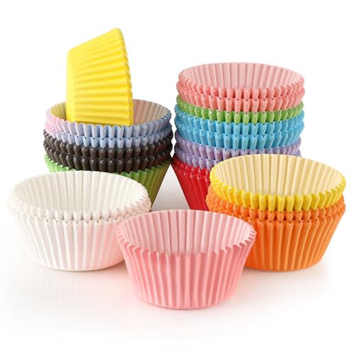 Pavlleen Standard Muffin Förmchen, Farbenfrohe Papierförmchen 500 Stück mit 10 Farben, Muffinförmchen Backzubehör aus Papier, Cupcake-Förmchen Ideal für Hochzeit, Partys, Geburtstage, Weihnachten