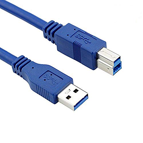 Bluwee USB 3.0 Cable - Type A-Male to Type B-Male - 1 Foot (0.3 Meters) - Round Blue