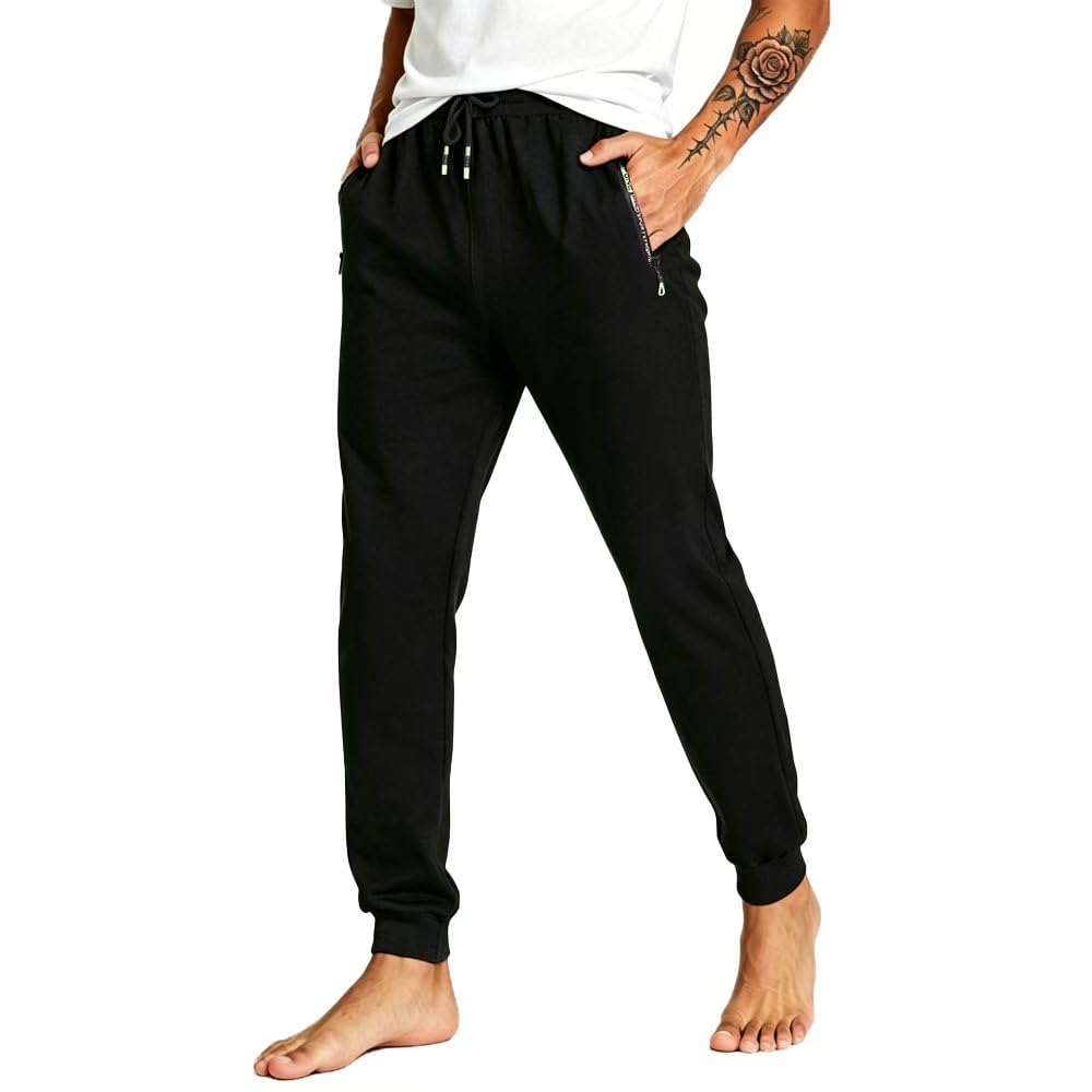 Tansozer Jogging Homme Pantalon de Survêtement Sport Coton Training Sportswear avec Poches Zippées