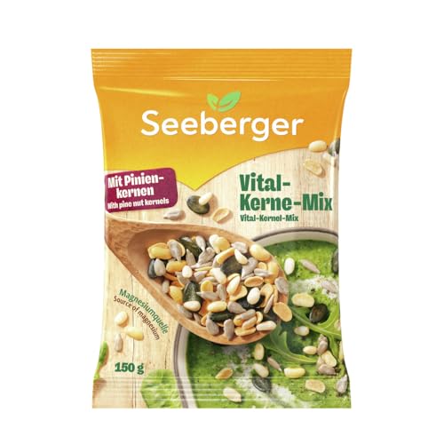 Seeberger Vital-Kerne-Mix: Kernig-knackige Mischung aus Pinien-, Sonnenblumen-, Kürbis- und Sojakernen - als Backzutat, für Salat und Müsli, vegan | 150 g (1er Pack) | Verpackung kann abweichen