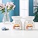 T4U Ceramic Tealight Candle Holder Oil Burner, Essential Oil Incense Aroma Diffuser Furnace Home Decoration Romantic White Set of 2 - Star Patten