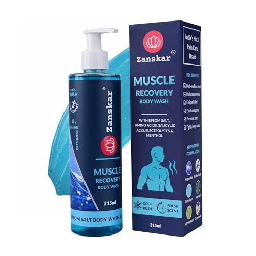 Image of Zanskar Epsom Body Wash (315 ml) for Workout Recovery | Active Lifestyle Shower Gel | Sore Muscles & Fatigue Relief | Salicylic Acid + Niacinamide + Amino Acids | Suitable for all Skin Types