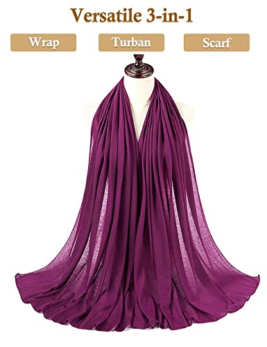 Nonbongoy Head Wraps for Black Women Stretch Headwraps Large Hair Wraps Hijab Scarves for Muslim Head Scarf Turban Headbands Purple Red