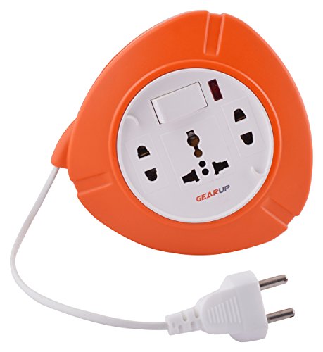 GEARUP Star Flex Box 5 meter 3 Socket Extension Boards 1 on/off Switch with Red Indicator (Orange, White, 5 M Extension Board)