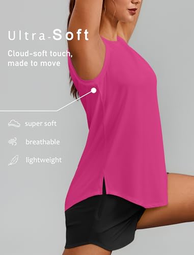Image of PINSPARK Workout Tank Tops for Women UPF 50+ Side Slits Athletic Gym Shirt