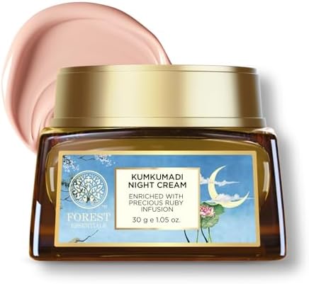 Forest Essentials Kumkumadi Ayurvedic Night Cream | Unique Formula Contains Precious Ruby Extracts | Brightens Skin, Reduces Pigmentation & Blemishes | For Clear, Glowing Skin
