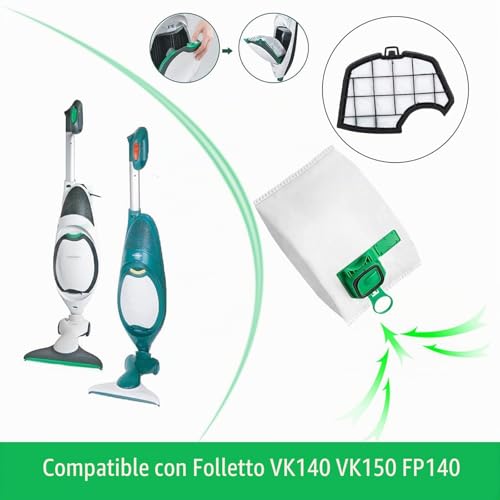 Miniatura 2 de 13 Bolsas Para Aspiradora Vorwerk Kobold Vk140 Vk150 Con 2 Filtros, 2 Cepillos Limpios, Juego De Accesorios Para Aspiradora Vorwerk Kobold Fp140 150