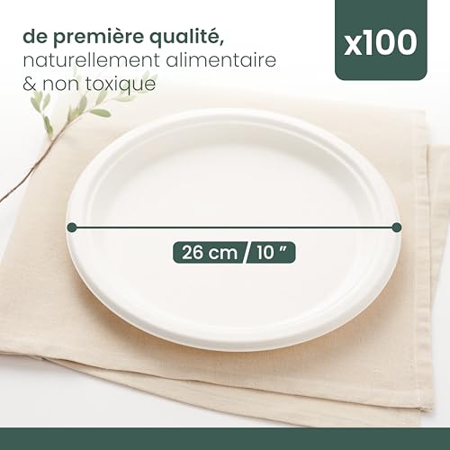 Assiettes compostables 26 cm HAAGO : l'accessoire idéal pour vos fêtes, BBQ et traiteurs