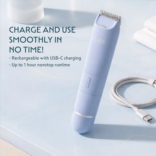 Image of Zlade Summer Vacay 2 in 1 Facial Hair Removal Shaver and Body Trimmer for Women | Face, Body, Bikini Line | Rechargeable with USB C | Waterproof and Showerproof, Easy to Clean Design | Travel Friendly, Compact, Quick and Painless Hair Removal Machine