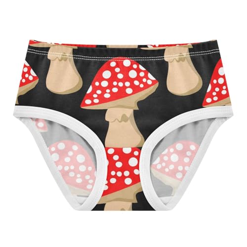 Toddler Girls Underwear 2t Cotton Panties for Girl Personalized Briefs Kids Undies Cute Red Mushroom Black