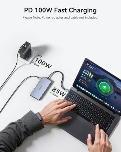 Image of USB C Docking Station Dual Monitor HDMI for Dell HP, Laptop Docking Station USB Type C Hub Multiport Adapter Dongle Thunderbolt 3 USB-C to 2 HDMI,Ethernet,VGA,4 USB,PD,SD /TF,Audio for Lenovo,Surface