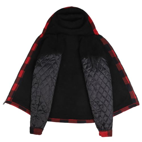 Image of Gary Com Heavy Thick Flannel Plaid Jacket Sherpa Fleece Lined Hoodies for Men Zip Up Winter Warm Coat Zipper Sweatshirt