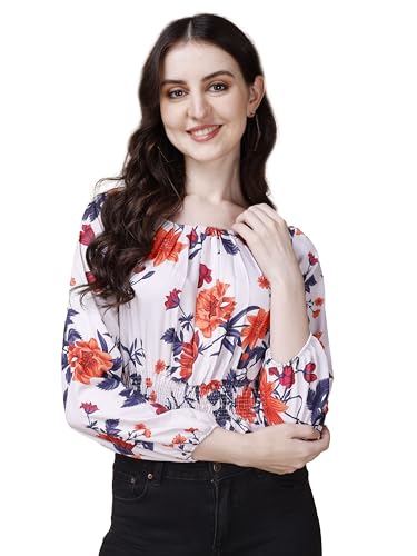 Image of Wedani Women's Casual Foral Print Puff Sleeve Regular Top