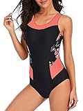 Bathing Suits for Women One Piece Swimsuits Athletic Training Swimwear Plus Size Womens Swimsuits Pink Floral 10-12