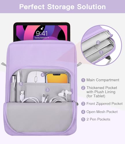 Image of MoKo 9-11 Inch Tablet Sleeve Bag Handle Carrying Case with Shoulder Strap Fits iPad Pro /Air /A16 11 inch,iPad 10th 10.9,i-Pad 9 /8 /7th 10.2,iPadAir 5 /4th 10.9,i-Pad 9.7,Tab S8 /S9 11 inch, Purple
