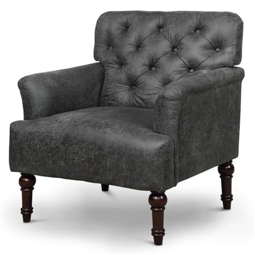 Sillón Transicional Gris Tapizado Cuero Sintético