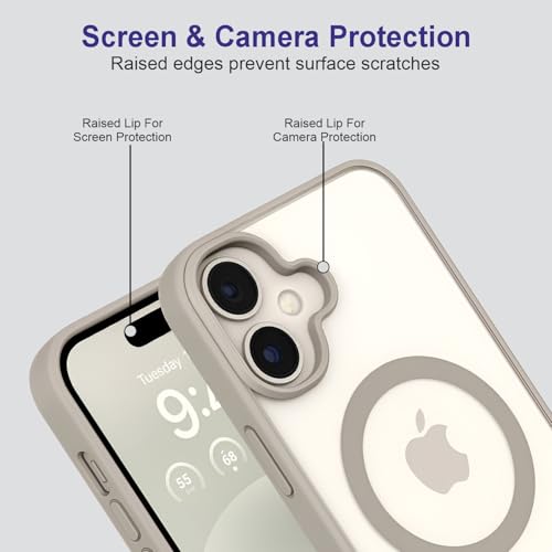 Image of AIBEX Clear Mag-Saf Case for iPhone 16-1,500 G Strong Magnetic Lock, Crystal-Clear Anti-Yellowing Back | Military-Grade Drop Protection | Camera Guard, Slim & Lightweight - Grey