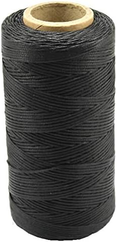 Black Sewing Waxed Thread, Premium Wax String for Sewing Leather Craft DIY, 150D, 330 Yards, 1 mm Thick
