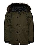 Superdry Mens Original & Vintage Parka Coat, Drawstring Hood Khaki Size M