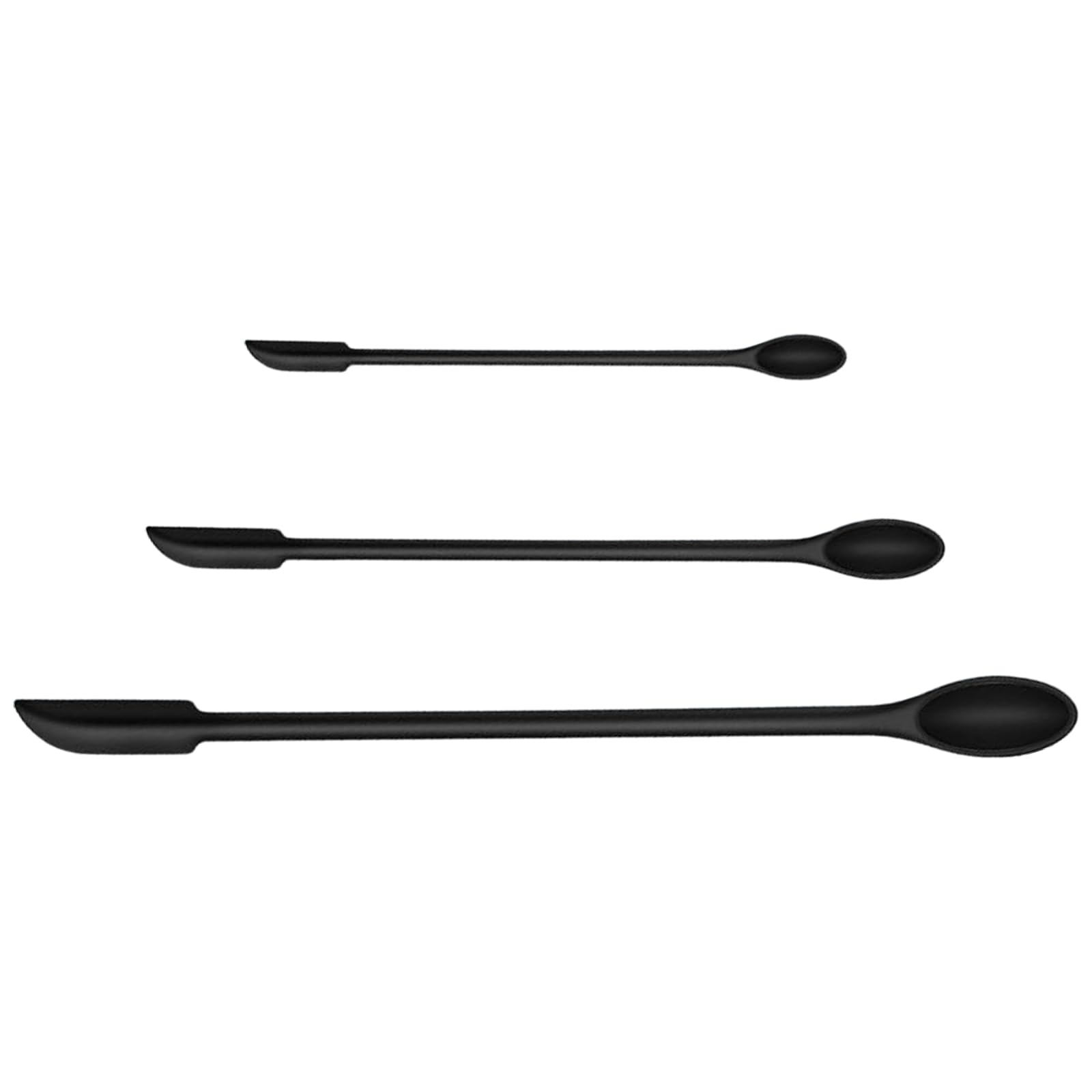 3pcs Mini Silicon Spatula Sets, Small Spoons and Jar Scraper Long Handle Tiny Stirrer for Jam Jar Pot Cosmetic Makeup Narrow Can and Thin Bottles Honey Butter Liquid Get Last Drop from Food Bottles
