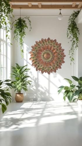 Image of SETHI AESTHETIC Metal Flower Wall Decor - Metal Wall Decor, Flower Wall Art, Decor item, Size 54X54 CM (Metallic Designer Brown)
