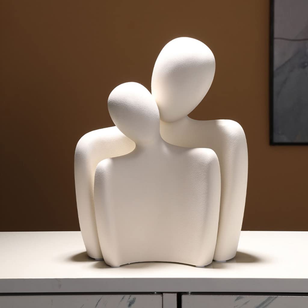 Statua astratta di coppia, scultura di coppia che si abbraccia in ceramica, ornamenti creativi per statue d'amore adatti per la decorazione dell'ufficio della camera da letto del soggiorno del deskto