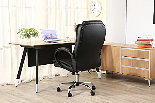 Cadeira Presidente Giratória Almofadada para Escritório Preta - LMS-BE-8-661